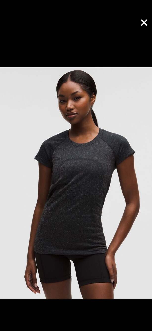 NWT Lululemon Swiftly Tech Short Sleeve 2.0 Crew Black Sparkle Size 14 SOLD OUT